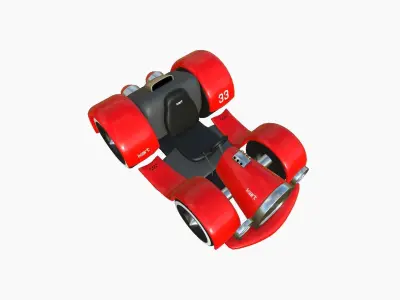 Cartoon Kart E01 Red - Vehicle Racing Design Low-poly 3D model