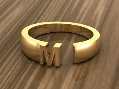 Alphabet Ring M 3D print model
