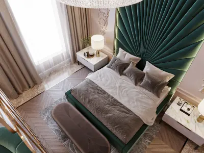 Green Luxurious Bedroom 3D model