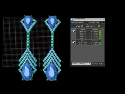 Majestic Earrings with Pear diamonds and Round diamonds 3D print model
