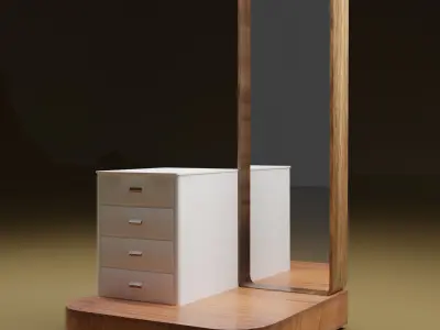 Mirror and Side table for game and interior Low-poly 3D model