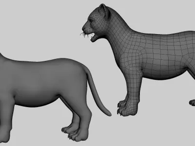 Baby Lion Low-poly 3D model