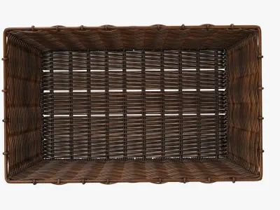 Wicker basket rectangular 02 dark brown 3D model