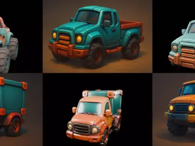 Stylized Car Advanced model bundle 18 pack 100 glb 3D model