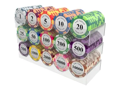Poker Chips With Clear Box Casino Coins 3D model