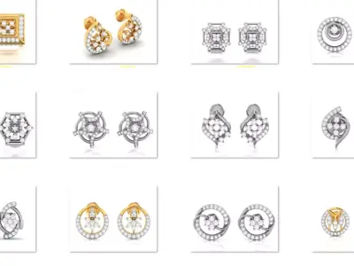 45 Tops Earrings  3dm render details bulk collection  3D print model