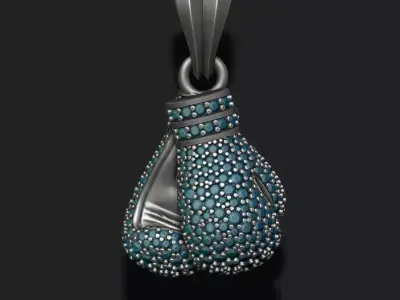 boxing gloves pendant with gems  3D print model