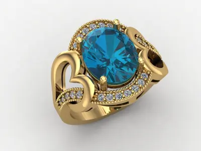 bule heart 3D print model