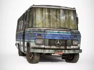Old Bus Mercedes-Benz  608D Low-poly 3D model