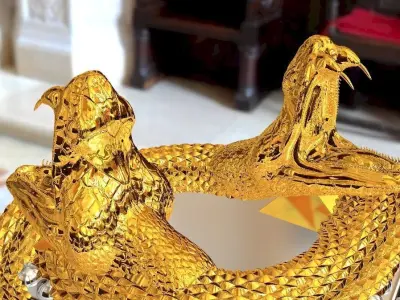 twin snakes ring 3D print model