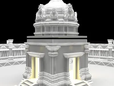 Circular shiva temple with 64 gods around 3D model