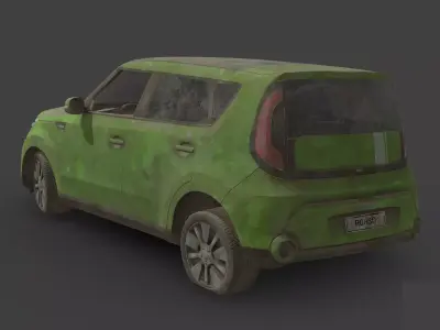 Abandoned Car - Kia Soul Low-poly 3D model