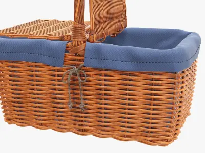 Picnic wicker basket empty  3D model