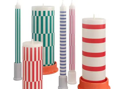 Candles COLUMN CANDLE by Hay set 2 Low-poly 3D model