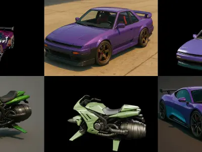 Sport Car bundle 8 pack 100 glb 3D model
