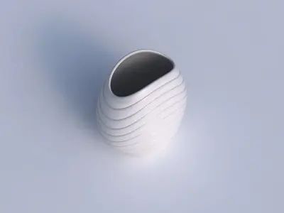 Bowl compressed with smooth horizontal dents 3D print model