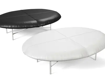 Leather Foot Stool - Black and White 3D model