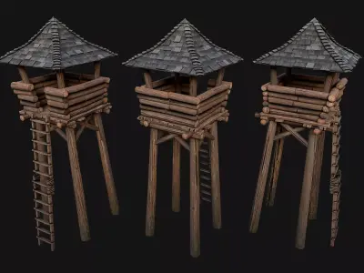 Medieval Lookout Tower Low-poly 3D model