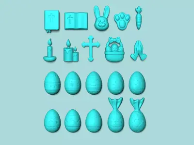 20 Easter Molds - Silicon Molding Maker - Template 3D Model Collection