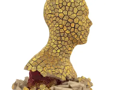 Bust of fragments with hieroglyphics 3D model