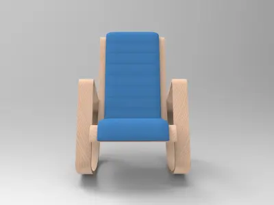 Rocking Wood Chair Low-poly 3D model