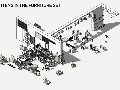 Set of luxury furniture - Pack of revit families 3D model