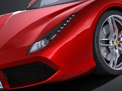 HQ LowPoly Ferrari 488 GTB 2016 Low-poly 3D model