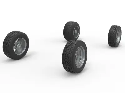 Wheel set of BriSCA Formula 1 Stock Car for Dirt Scale 1 to 25 3D print model