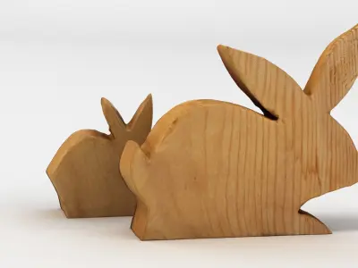 Wooden Rabbit Decorations 001 3D model