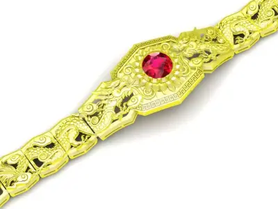 Luxury Dragon Ruby Bracelet Jewelry 3D Model 82a 3D print model