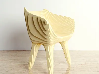 Parametric Office chair 05 cnc plans dxf files for laser and cnc 3D model