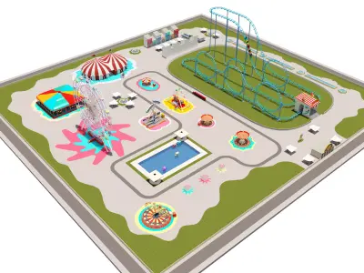Amusement Park Equipment Full pack 3D model