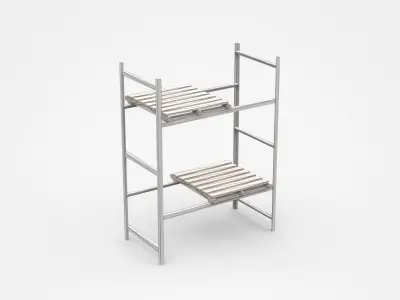 Industrial Shelf With Two Wooden Trays 3D model