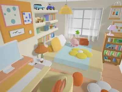 Cartoon bedroom Free 3D model