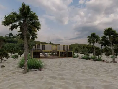Temporary villa - villa condo - container building 3D model