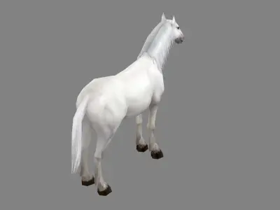 A white horse Low-poly 3D model