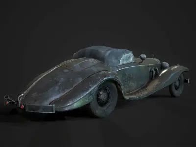Old Wrecked car Low-poly 3D model