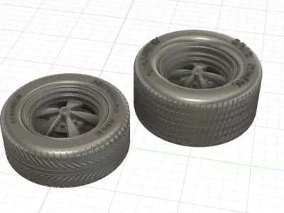 Super Sport Wheels with Tires and Brakes for 3D Print 3D print model