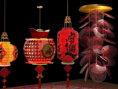 Chinese red lantern  3D model 56
