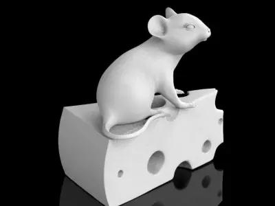 mouse on piece of cheese 3D model