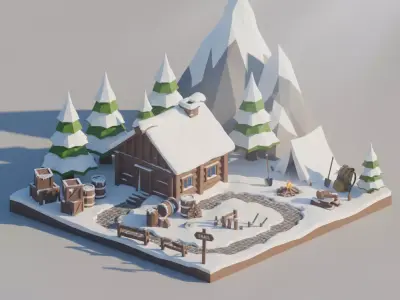 Winter Sale PRO Low Poly Winter Environment Assets Bundle  Low-poly 3D model