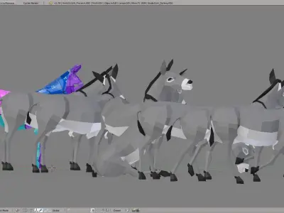 Donkey in low polygons Low-poly 3D model