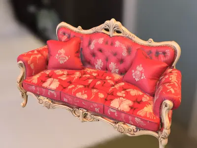 Vintage Ornate Sofa Low-poly 3D model