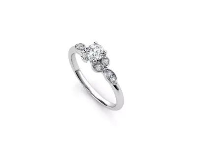 ZDR088 engagement ring with diamonds 3D print model