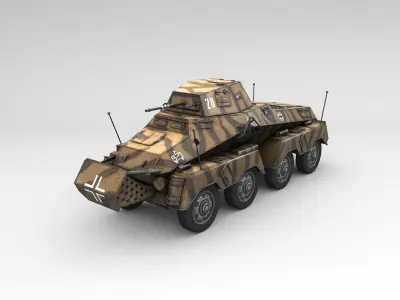 Low Poly SdKfz 231 8 Rad heavy recon car Low-poly 3D model