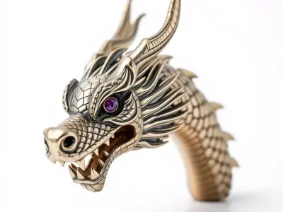 Golden Dragon Head model pack Low-poly 3D model
