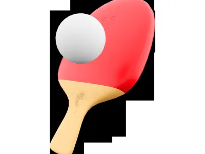 3d  table tennis racket and ball icon 3D model