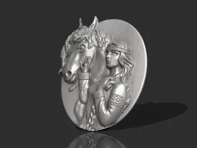 GIRL WITH HORSE FOR DECORATION CNC - 3D PRINTING 3D print model