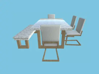 Dinning Table 49 - White Texture - Furniture Interior Design Free low-poly 3D model