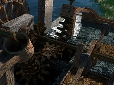 Ancient Machine - ANIMATED Medieval Chinese Factory Low-poly 3D model